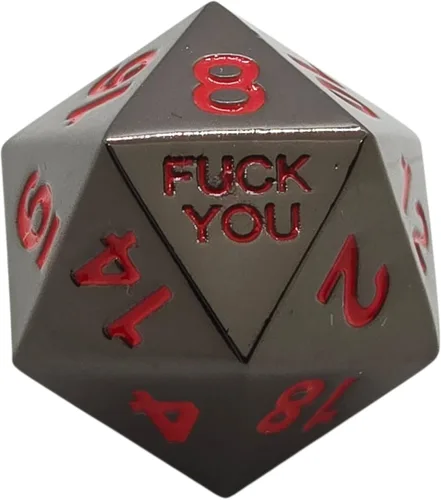 Vista 3 de Juego de dados de metal D20 F Critical Fail F de 20 caras Número DND para juegos de rol Dungeons and Dragons D&D Pathfinder Shadowrun