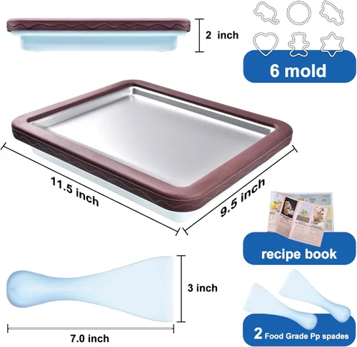 Vista 5 de ROEDEER Máquina de helados enrollados, placa para hacer rollos de helado con 2 espátulas, máquinas de helado enrolladas instantáneamente