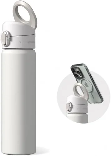 Vista 54 de RHINOSHIELD AquaStand - Botella magnética de 16 onzas, botella de agua aislada de acero inoxidable de boca redonda, botella deportiva con mango