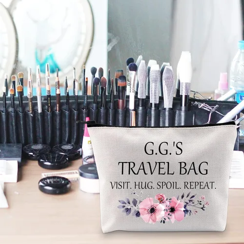 Vista 7 de POFULL Regalo GG para abuela, bolsa de viaje de G.G.'S, bolsa de viaje para visitar, abrazo, repetición, bolsa de cosméticos de viaje, regalo