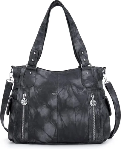 Vista 23 de Angel Kiss Bolsos para mujer con tiras en la parte superior, bolso estilo Hobo, bolsas de hombro espaciosas y casuales, cartera estilo Tote de PU