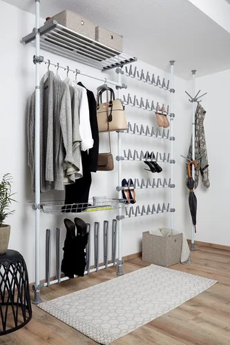Vista 10 de Wenko Zapatero organizador ajustable, blanco/gris, 94 x 165-118.1 x 3.5 in
