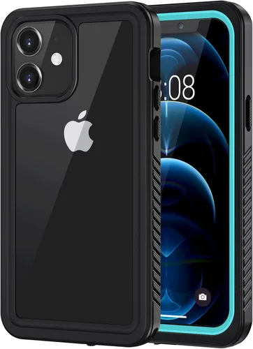 Vista 12 de Lanhiem Funda para iPhone 12, impermeable, a prueba de polvo, a prueba de golpes, con protector de pantalla integrado (no para iPhone 12 Pro), funda