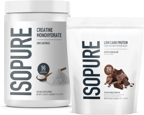 Vista 13 de Isopure Zero Carb 100% Proteína Pura de Suero Aislado en Polvo, Libre de Lactosa, Libre de Gluten, Con Vitaminas, Crema de Plátano, 25g de Proteína