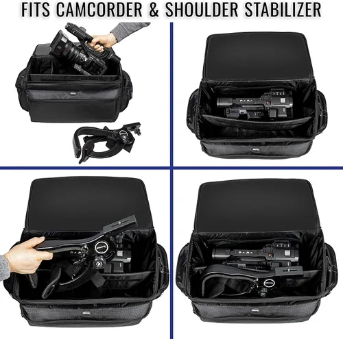 Vista 5 de Ultimaxx Bolsa profesional extragrande, bien acolchada y resistente al agua, compatible con Canon, Sony, Nikon, Pentax, JVC, Olympus, Panasonic
