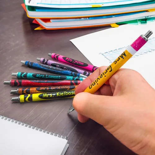 Vista 4 de ipetlive Bolígrafos de tinta negra personalizados, bolígrafos retráctiles de metal con purpurina, con nombre, para profesores, estudiantes, regalos