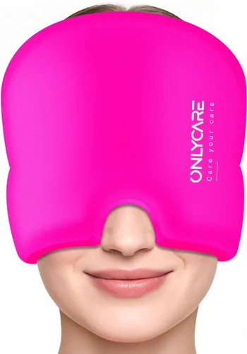 Vista 15 de ONLYCARE Gorro de alivio para migraña, máscara calmante para migraña, envoltura de gel de hielo para cabeza sin olor mejorada, terapia de frío