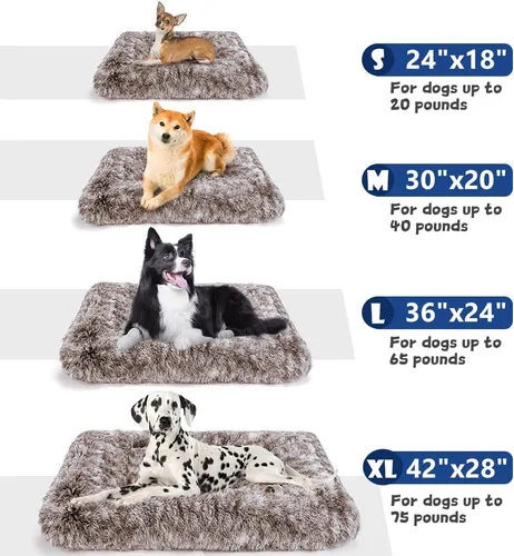 Vista 7 de Alfombrilla de cama para perro, suave y mullida, para jaula de perro, cama para perros pequeños, medianos y grandes, y gatos, lavable Marrón