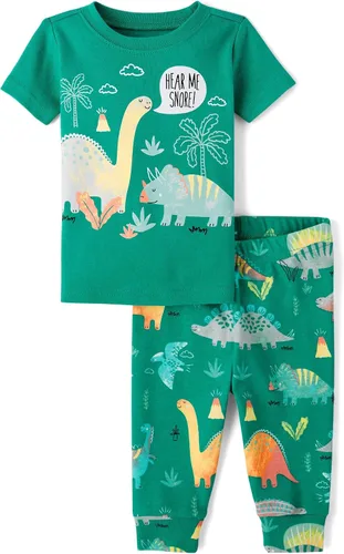 Vista 13 de The Children's Place Conjunto de pijama de 2 piezas con camiseta de manga corta y pantalones de 100 % algodón para bebé niño Historia Negra