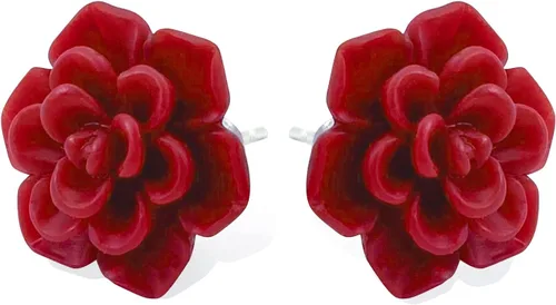 Vista 20 de Handmade Succulent Earrings 13mm Hypoallergenic 925 Sterling Silver Post Soft Ceramic Resin Stud Earrings for Women Sensitive Ears