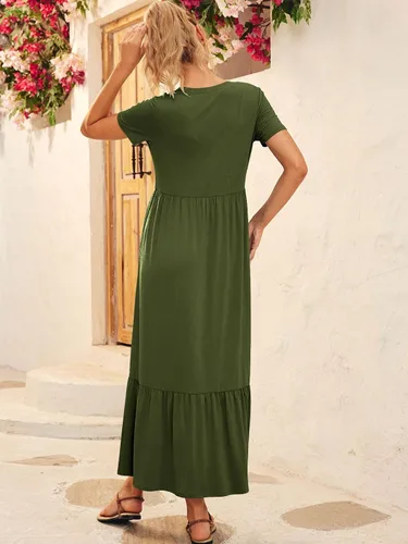 Vista 6 de LILLUSORY Vestidos casuales de manga corta con cuello en V y bolsillos para mujer