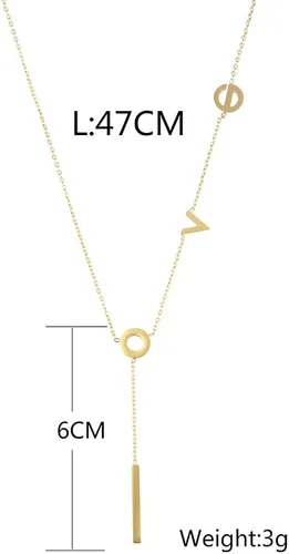 Vista 4 de LUREME Collar con forma de Y de acero inoxidable para mujer (nl005577), Acero inoxidable, Circón