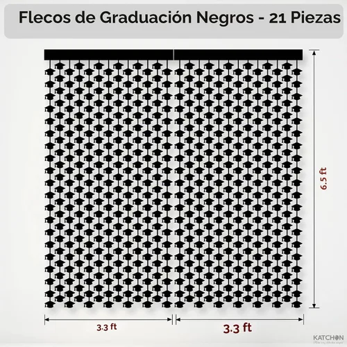Vista 2 de Decoraciones de graduación 2026 – Paquete de 2, 3.3 x 6.5 pies, cortina de flecos de lámina metálica con tapa de graduación, decoraciones de gorra