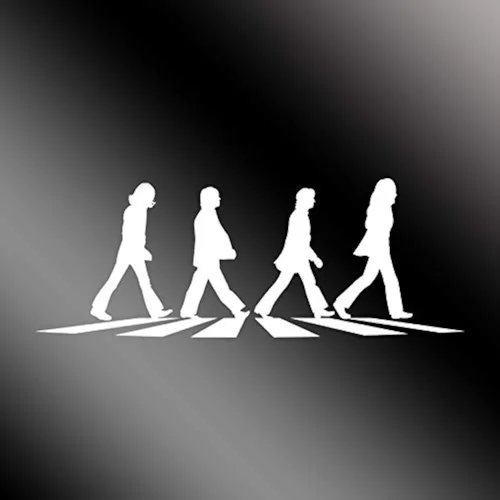 Vista 8 de Beatles Abbey Road Calcomanía Crosswalk Sticker Mercancía Memorabilia Álbum Disco Banda Icónica Pepper Vinilo Negro Calidad Premium 7 Pulgadas