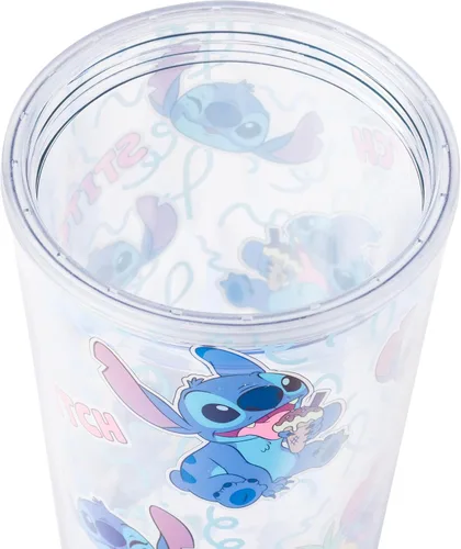 Vista 7 de Silver Buffalo Disney Lilo and Stitch - Vaso de plástico con tapa y pajita, 24 onzas