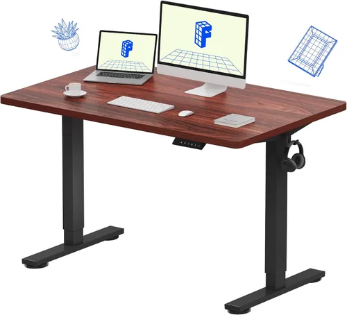 Vista 51 de FLEXISPOT EN1 - Escritorio de pie de una pieza, 40"x24" de escritorio sin costuras, eléctrico, altura ajustable para oficina en casa, salas de Negro