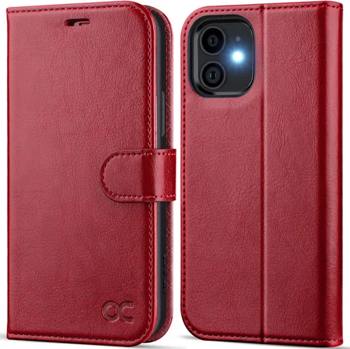 Vista 9 de OCASE Compatible con iPhone 12 Case/Compatible con iPhone 12 Pro Wallet Case, funda tipo cartera de piel sintética con tapa y tarjeteros con bloqueo