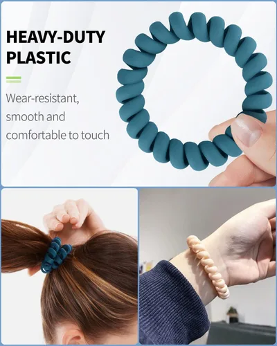 Vista 5 de Uniclife Llavero de pulsera de plástico flexible con espiral de resorte con llavero plateado