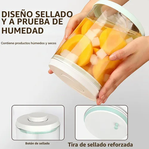 Vista 5 de POP - Tarro hermético de vidrio para alimentos con tapa, recipiente de vidrio transparente de 2.2 cuartos de galón Apertura apilable de un solo