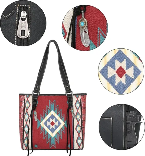 Vista 4 de Montana West Aztec Tapestry Collection - Bolso de mano oculto para mujer
