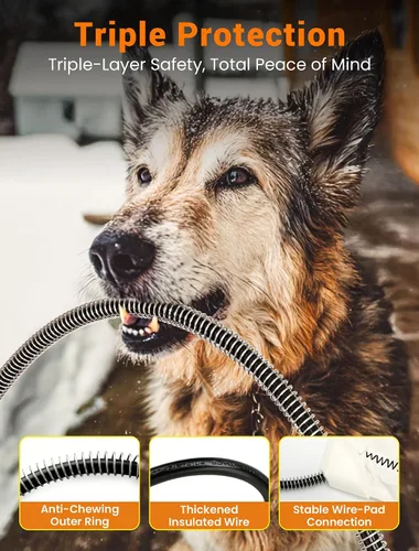 Vista 4 de PETNF Almohadilla térmica para mascotas al aire libre para gatos y perros, control automático de temperatura de 100.4-107.6 °F, impermeable, Verde