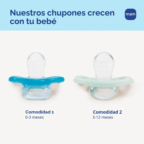 Vista 7 de MAM Comfort - Chupete para bebé de 0 a 3 meses, ligero, de silicona de una Zafiro azul/mate azul
