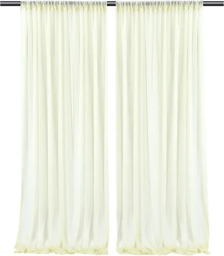 Vista 20 de PARTISKY Cortinas de telón de fondo de gasa negra de 10 x 7 pies, cortinas de fotos de tela transparente sin arrugas para boda, ceremonia, arco