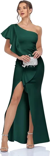 Vista 3 de Vestido de noche de sirena con un hombro para mujer, vestido largo formal de cóctel