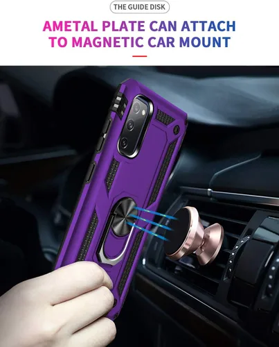 Vista 5 de Funda para Galaxy S20 FE con protector de pantalla HD, [grado militar] Soporte de coche híbrido PC duro TPU suave a prueba de golpes funda