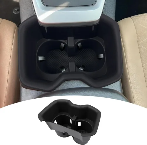 Vista 13 de Organizador de portavasos compatible con accesorios Chevy Equinox 2018-2024, sin ruido, a prueba de agua y polvo, TPE inserto para consola