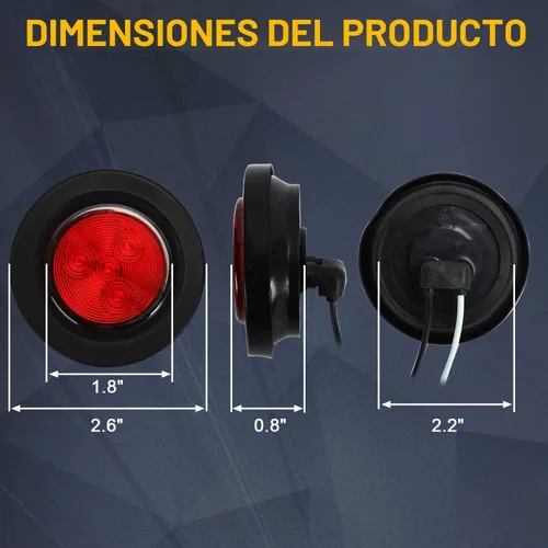 Vista 2 de 10 Piezas Luces LED Marcadoras de Separación Redondas para Remolque de 2", 4 LED Empotradas con Ojales de Goma y Cables con Conectores de 2 Clavijas
