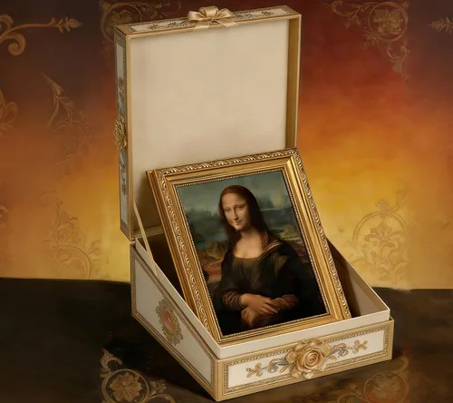 Vista 7 de Pintura clásica de Mona Lisa enmarcada en oro, arte de pared de baño, póster divertido de humor divertido para baño, impresión en lienzo de baño