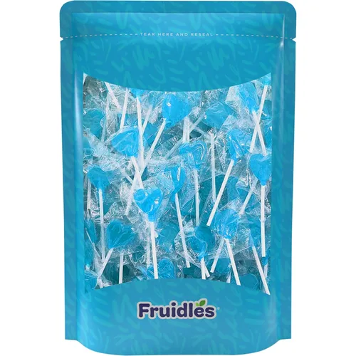 Vista 7 de Fruidles paletas mini con forma de corazón con sabor delicioso, envueltas individualmente, paleta de 0.18 oz (30 paletas, azul-frambuesa)
