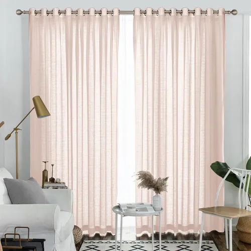 Vista 19 de Melodieux Cortinas Semitransparentes Negras de 63 Pulgadas de Largo para Ventanas Pequeñas de Sala de Estar y Dormitorio con Aspecto de Lino Rústico