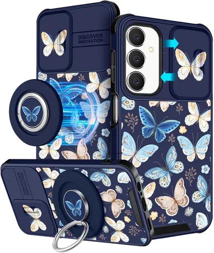 Vista 68 de Funermei Funda para teléfono Samsung Galaxy A15 5G - [2 en 1] Funda para teléfono de mujeres lindas chicas, diseño femenino de mariposa negra
