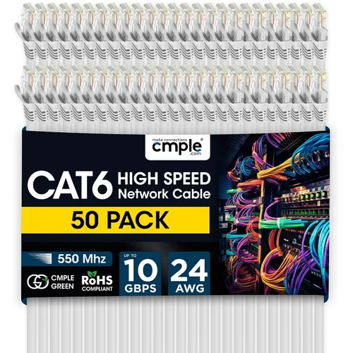 Vista 20 de Cmple - Cable Ethernet Cat 6 de 1.5 pies, cables de conexión Cat6, cable LAN de 10 Gbps, cable de red de 550 MHz, conectores RJ45, compatible