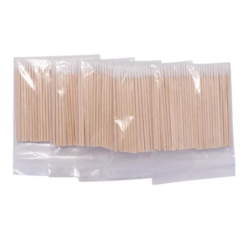 Vista 2 de 1200 Uds. Uñas de madera de algodón hisopo de limpieza de 2.8 in Microbrush pestañas Sticks Tip Ear Toothpick Maquillaje Palillos de cejas Pegamento