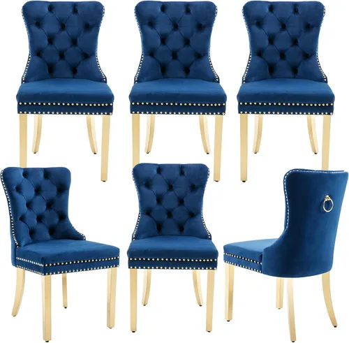 Vista 12 de Juego de 2 sillas de comedor de terciopelo beige, elegantes capitoné