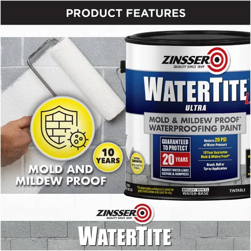 Vista 5 de Zinsser WaterTite LX Ultra White Pintura Impermeabilizante