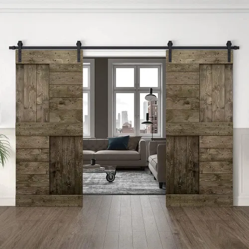 Vista 30 de TMS Serie N - Puerta corrediza interior de madera de pino anudada con kit de herrajes deslizantes (32 x 84 pulgadas, blanco)
