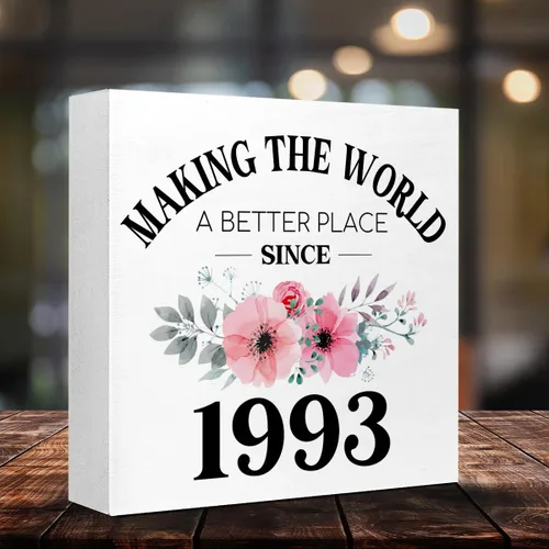 Vista 3 de Regalo de 30 cumpleaños para mujeres y hombres, haciendo del mundo un lugar mejor desde 1993, decoración de escritorio para decoración de fiesta