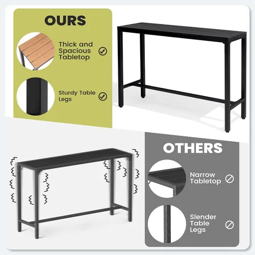 Vista 6 de Crestlive Products Mesa de bar al aire libre, mesa rectangular de 55 pulgadas de altura para mostrador de patio, mesa de pub alta con parte superior