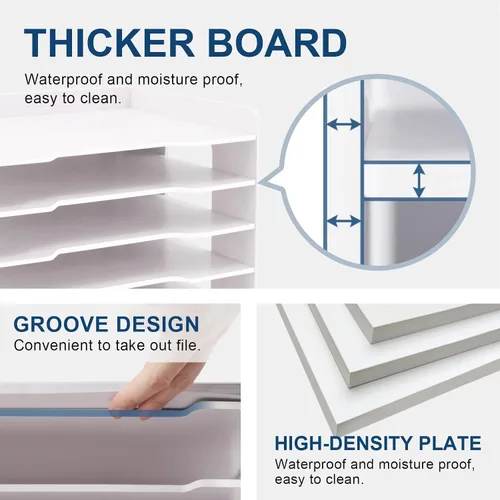 Vista 7 de SONGWAY Organizador de archivos grande para escritorio, soporte de almacenamiento de papel de tamaño legal de 8 niveles, clasificador de archivos