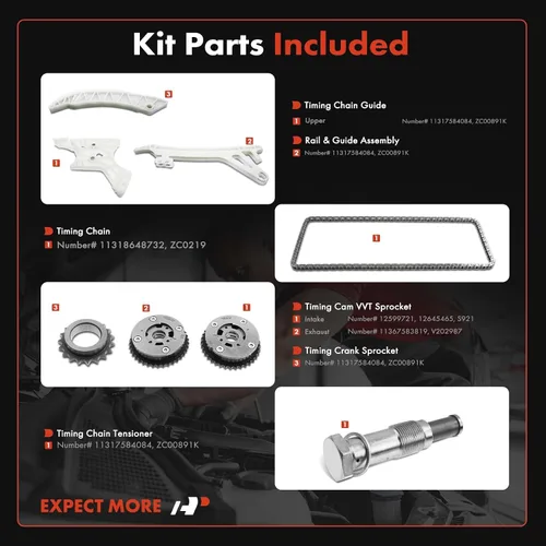 Vista 2 de A-Premium Kit de cadena de distribución del motor con tensor [compatible con DOHC, 4 cilindros 2.0L, 6 cilindros 3.0L] compatible con BMW