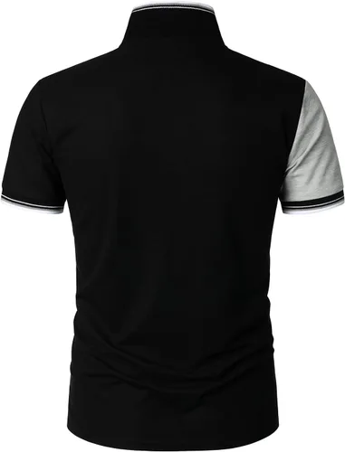 Vista 3 de HOOD CREW Polo de manga corta para hombre, color contrastante, elegante camiseta de verano