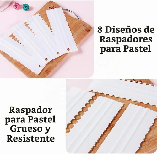 Vista 6 de Mwellewm 4 unids/set de raspador de pastel decoración de plástico diente de sierra peine mousse mantequilla crema pastel herramientas de borde