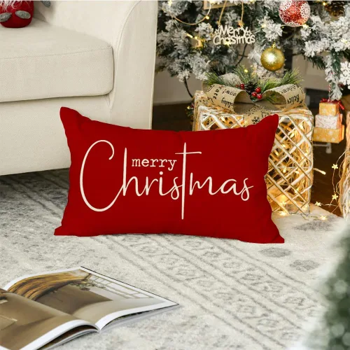 Vista 7 de RABUSOFA Fundas de almohada de Navidad de 12 x 20 pulgadas, fundas de almohada rojas de Navidad, almohadas decorativas, fundas de cojín de Navidad
