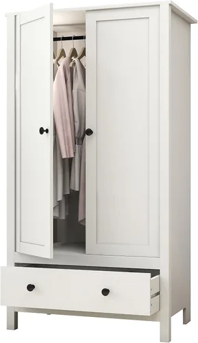 Vista 7 de Panana Armario de 2 puertas, armario con cajón para dormitorio (blanco)