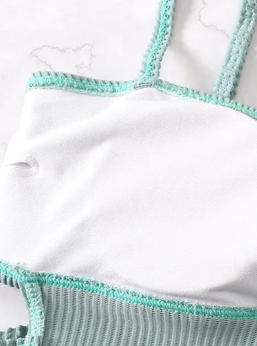 Vista 4 de Hilinker Traje de baño acanalado de una pieza para mujer con control de abdomen