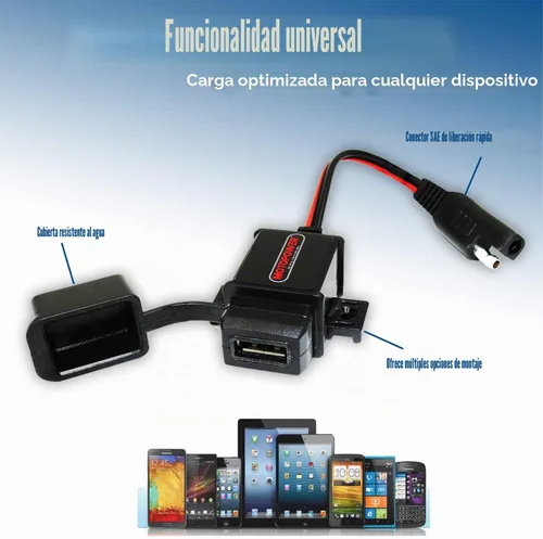 Vista 3 de MOTOPOWER MP0609A Kit de Puerto USB para Motocicleta de 3.1Amp SAE a Adaptador USB para Motocicleta